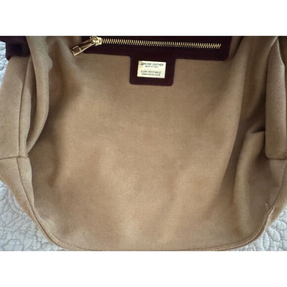 NWT Viola Castellani Ciao! Suede Leather Satchel, Wine, Made in Italy. - Picture 3 of 10